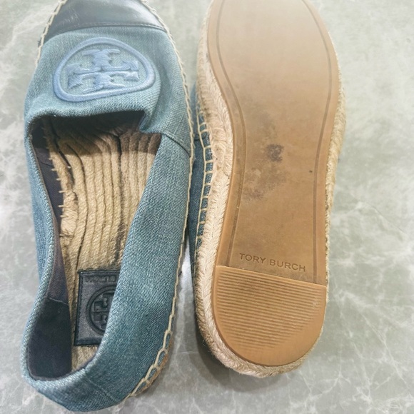 TORY BURCH Benton Slip-On Platform Espadrille Flat 8.5 M Denim/Navy/Chambray - Picture 4 of 8